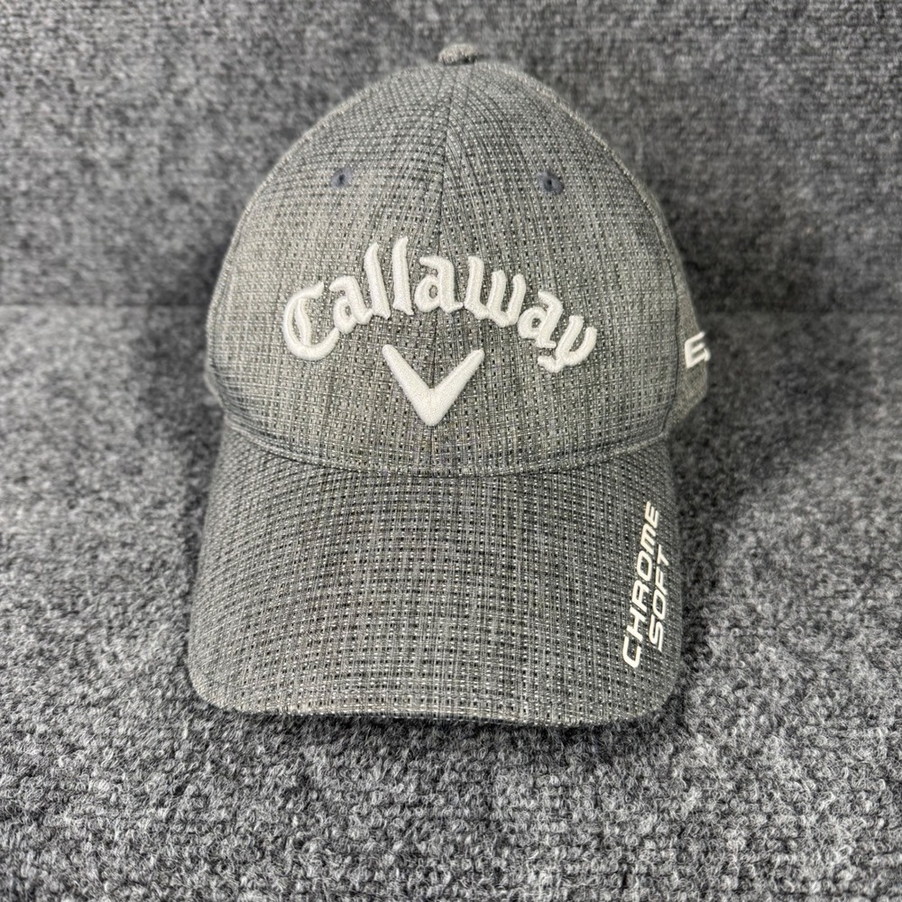 Callaway Golf Hat Grey Textured Adjustable Cap Chrome Soft Apex Mavrik Odyssey